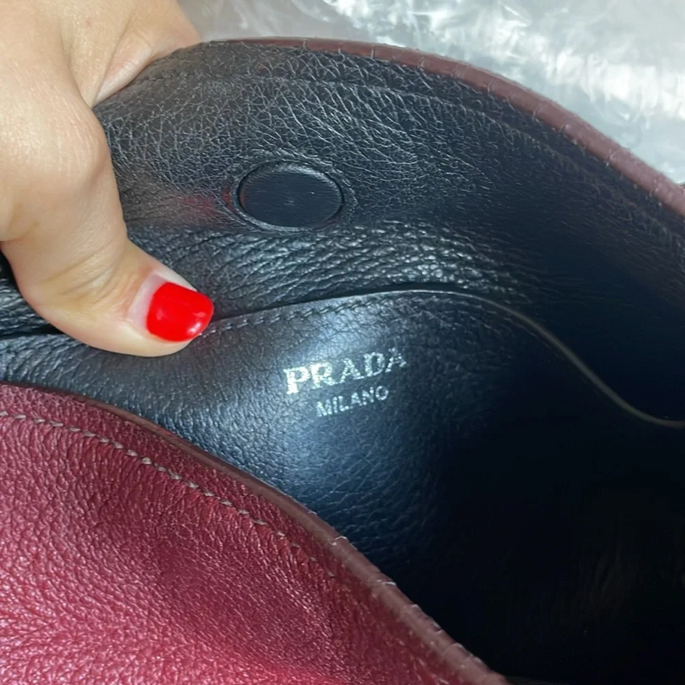 Prada Burgundy Smooth Leather Shoulder Bag - Picture 7 of 8